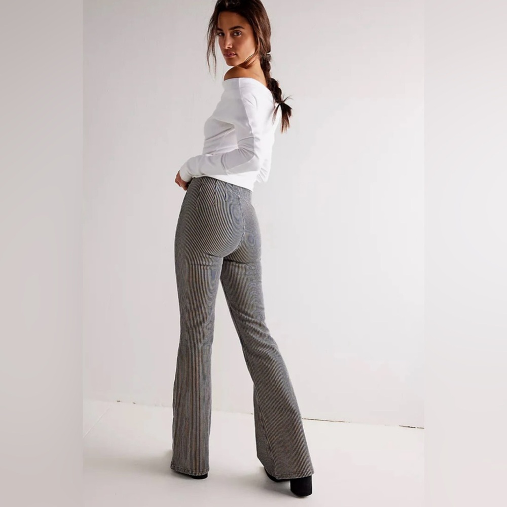 NWT Free People Jayde High Rise Flare Railroad Pants - Picture 4 of 15